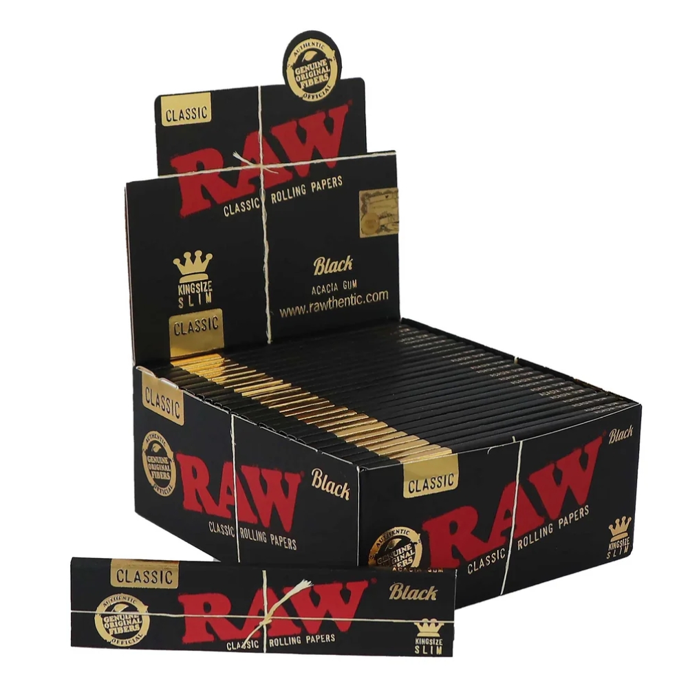 Raw Black Classic King Size Slim Rolling Papers (50)