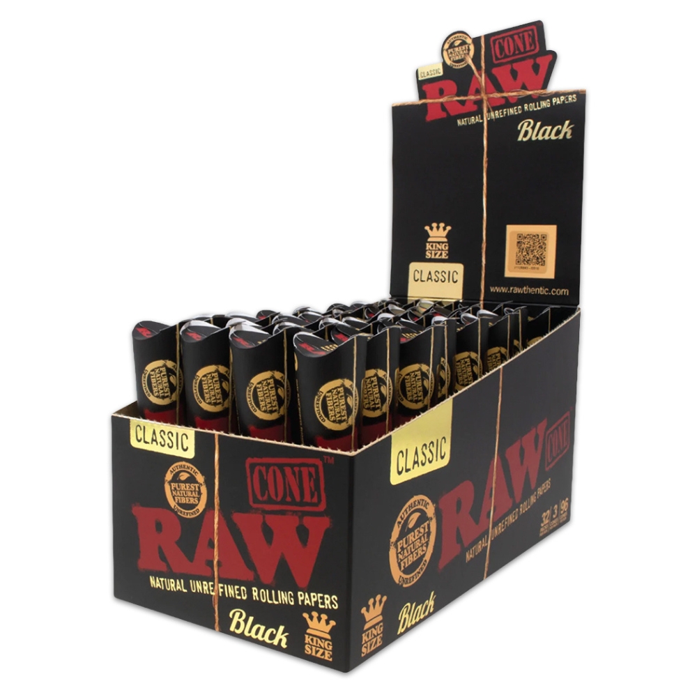 Raw Cones Black 3pk King Classic (32)