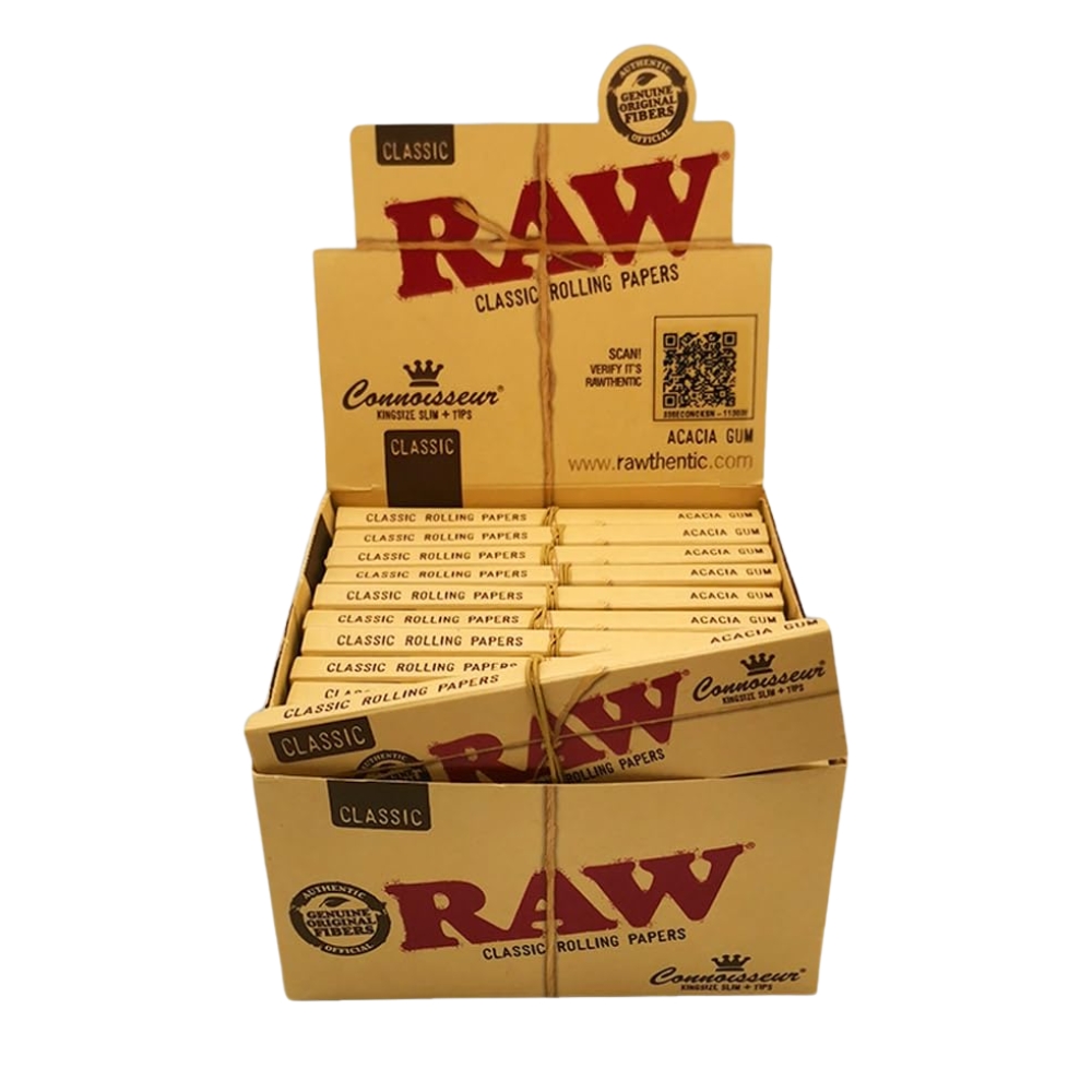 Raw Connoisseur King Size Slim Rolling Papers & Tips (24)
